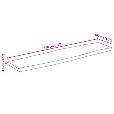 vidaXL Tischplatte 160x40x3,8cm Rechteckig Massivholz Akazie Baumkante