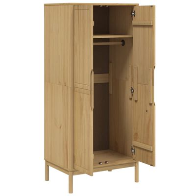 vidaXL Kleiderschrank FLORO Wachsbraun 77x53x171 cm Massivholz Kiefer