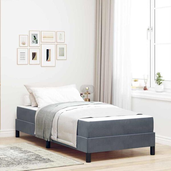 vidaXL Boxspringbett mit Matratze Dunkelgrau 90 x 200 cm Stoff