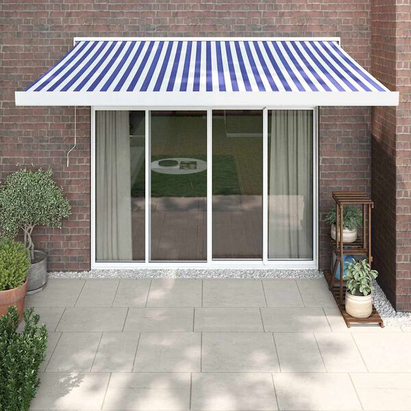 vidaXL Markise Einziehbar Blau und Wei&szlig; 3x2,5 m Stoff und Aluminium