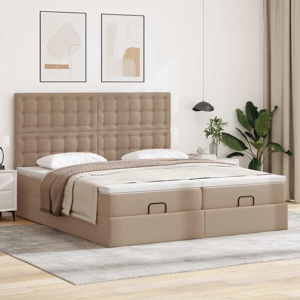 vidaXL Ottoman-Bett mit Matratzen Cappuccino 200x200 cm Kunstleder