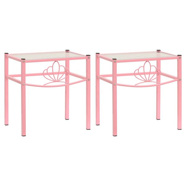 vidaXL Nachttische 2 Stk. Rosa Transparent Metall und Glas