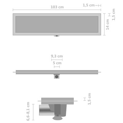 vidaXL Duschablauf 2-in-1 Abdeckung 103×14 cm Edelstahl