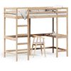 vidaXL Hochbett mit Schreibtisch 90x200 cm Massivholz Kiefer