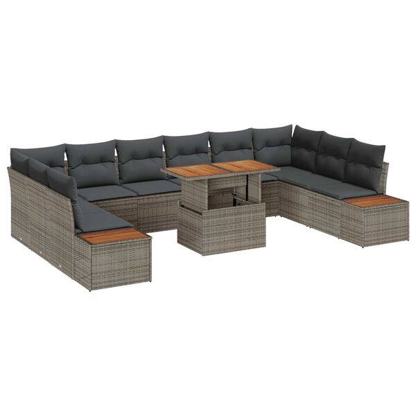 vidaXL Garten Essgruppe mit Kissen 11 pcs Grau und Braun