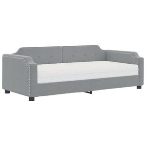 vidaXL Tagesbett mit Matratze Hellgrau 100x200 cm Stoff