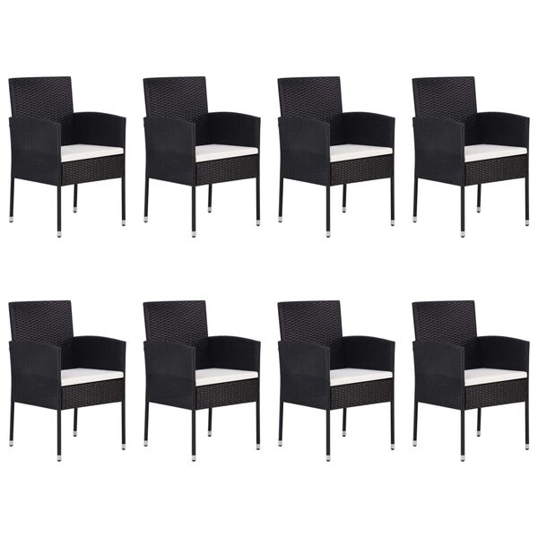 vidaXL 9-tlg. Garten-Essgruppe Poly Rattan Schwarz
