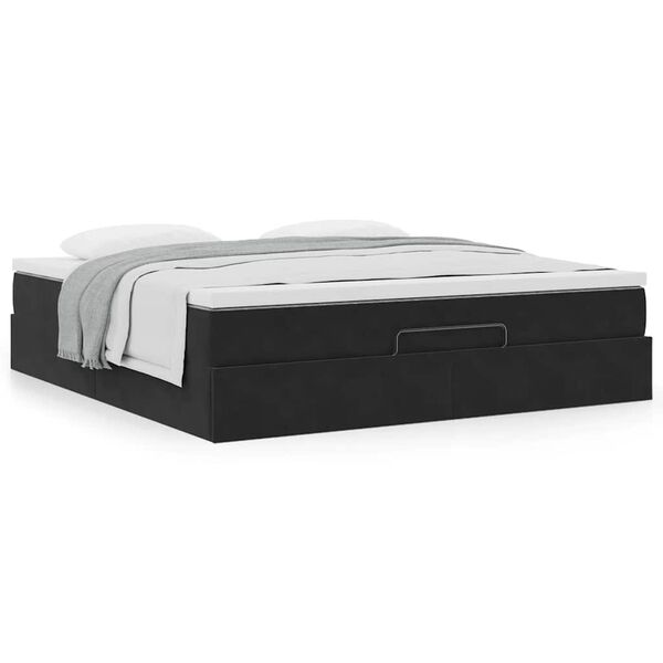 vidaXL Ottoman-Bett mit Matratze Schwarz 180x200 cm Samt