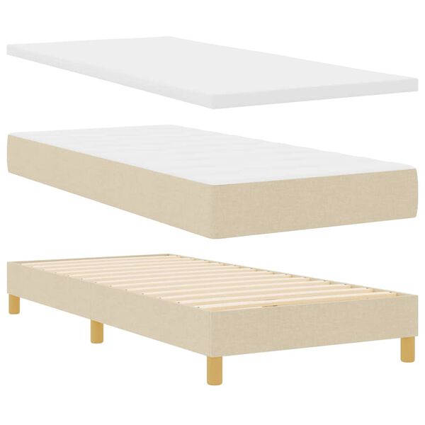 vidaXL Boxspringbett mit Matratze Creme 200 x 100 cm Polyester