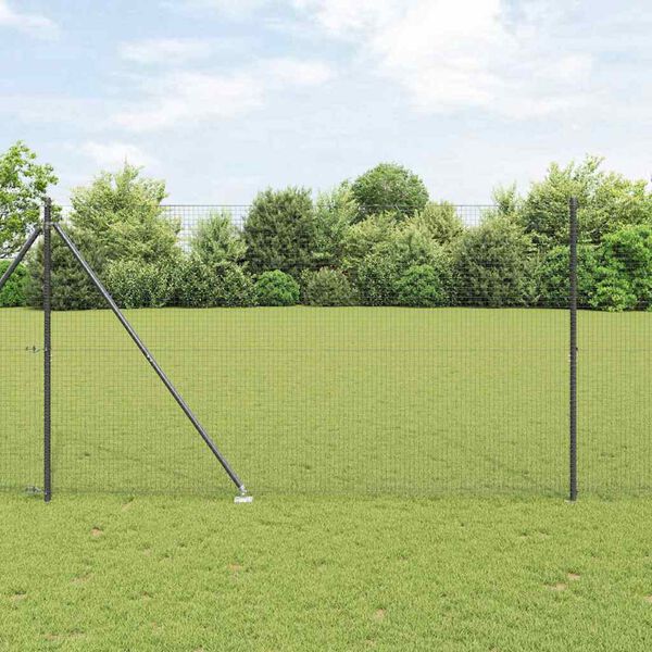 vidaXL Zaunpfosten Grau 10 x 1,5 m (25 x 25 mm Maschenweite) Stahl