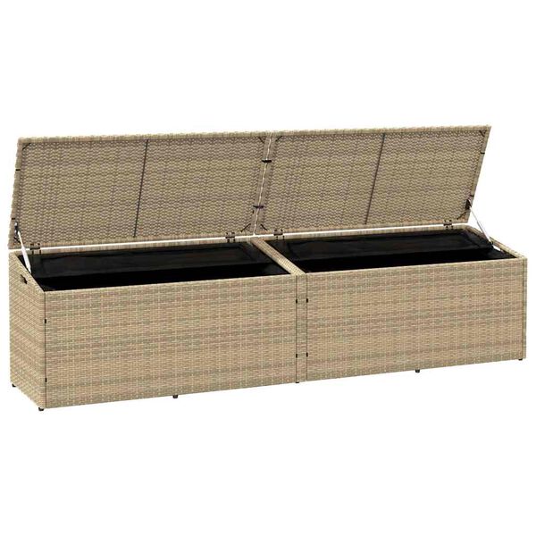vidaXL Garten-Auflagenbox Beige 220x50x58 cm Poly Rattan