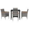 vidaXL Garten Essgruppe mit Kissen 5 pcs Grau Poly-Rattan