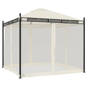 vidaXL Pavillon mit Netzwänden Creme 2,93x2,93 m Stahl