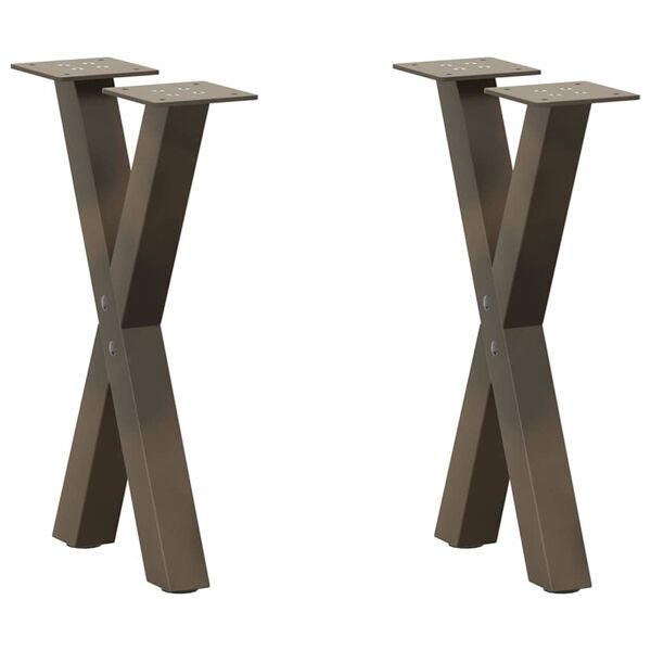 vidaXL Couchtischbeine X-Form 2 Stk. Naturstahl 28x(42-43) cm Stahl