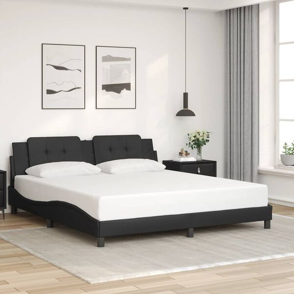 vidaXL Bettgestell ohne Matratze "Zadar" Schwarz 180x200 cm Kunstleder