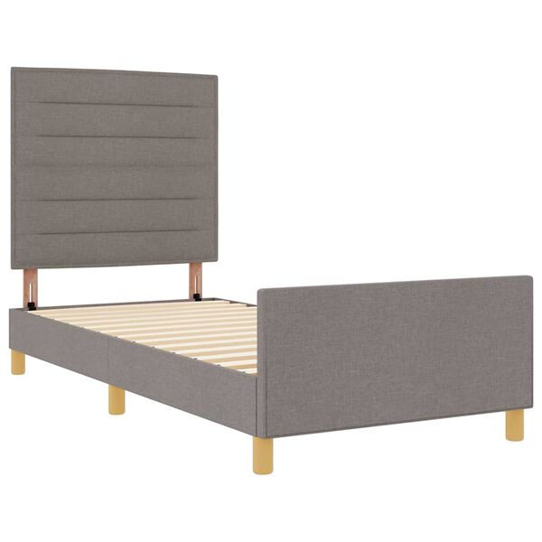 vidaXL Bettgestell mit Kopfteil Taupe 100 x 200 cm Stoff