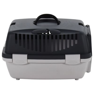vidaXL Transportbox für Haustiere Grau und Schwarz 48x32x31 cm PP