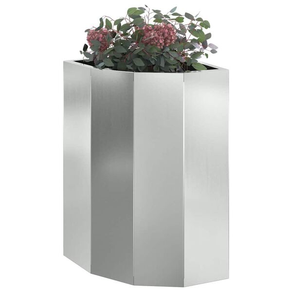 vidaXL Eckpflanzer Silber 30 x 30 x 50 cm Verzinkter Stahl