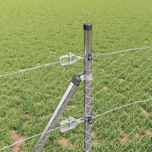 vidaXL Zaunpfosten Silber 10 x 0,5 m (36 mm Mesh) Stahl