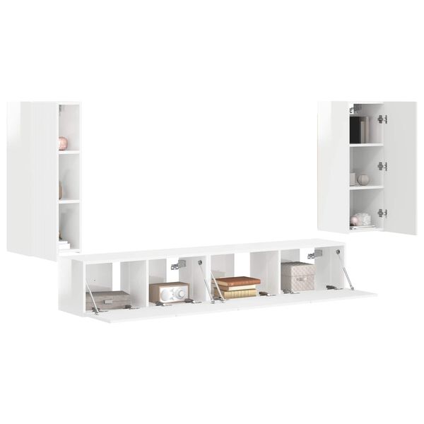 vidaXL TV-Schrankset 4 pcs Hochglanz Wei&szlig; Holzwerkstoff