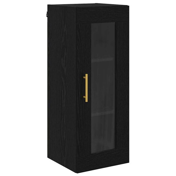 vidaXL Wandschrank Schwarz Eichen-Optik 34,5 x 34 x 90 cm