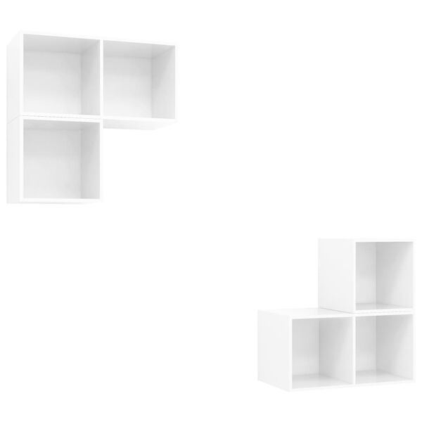 vidaXL 4-tlg. TV-Schrank-Set Hochglanz-Wei&szlig; Holzwerkstoff