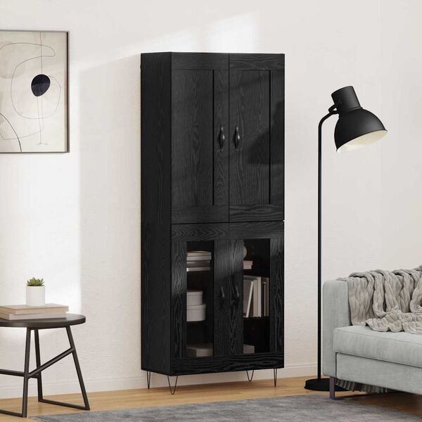 vidaXL Highboard Schwarz Eichen-Optik 69,5 x 34 x 180 cm Holzwerkstoff