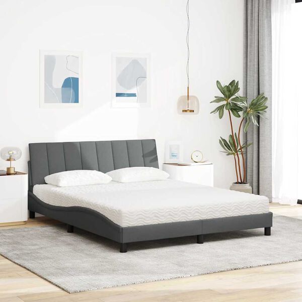 vidaXL Bett mit Matratze "Hanko" Dunkelgrau 160x200 cm Stoff