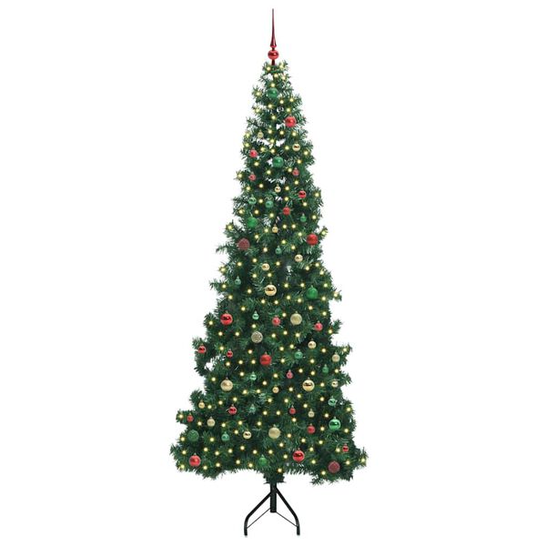 vidaXL Eckiger k&uuml;nstlicher Weihnachtsbaum Gr&uuml;n 240 cm PVC und Metall