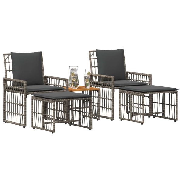 vidaXL Gartenm&ouml;bel Set 5 pcs Schwarz und Dunkelgrau