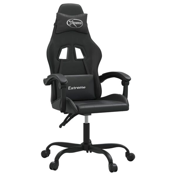 vidaXL Gaming-Stuhl Drehbar Schwarz Kunstleder
