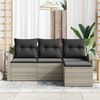 vidaXL Sofa Set mit Kissen mit Speicher 4 pcs Hellgrau Poly-Rattan