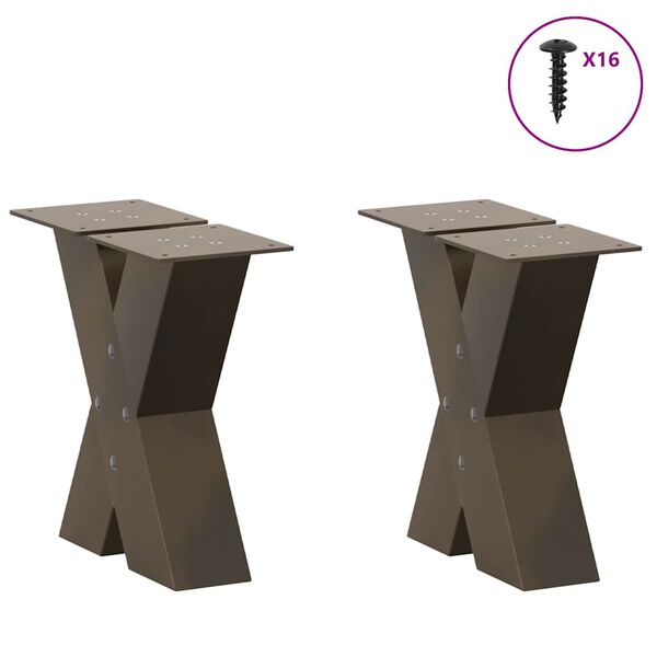 vidaXL Couchtischbeine X-Form 2 Stk. Naturstahl 40x(30-31) cm Stahl