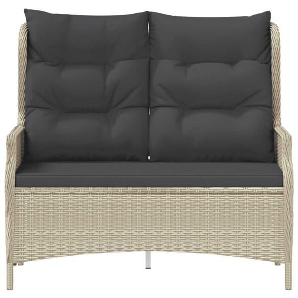 vidaXL Gartenbank 2-Sitzer mit Kissen Hellgrau Poly Rattan
