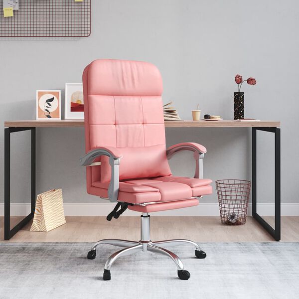 vidaXL B&uuml;rostuhl mit Massagefunktion Rosa Kunstleder