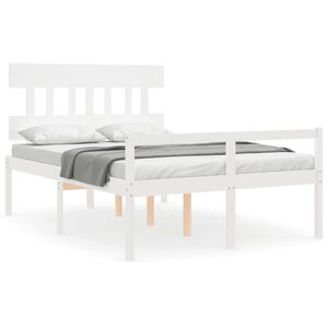 vidaXL Seniorenbett mit Kopfteil 140x190 cm Wei&szlig; Massivholz