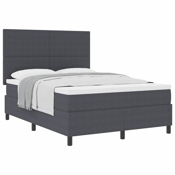 vidaXL Boxspringbett Dunkelgrau und Wei&szlig; 140 x 190 cm Cordstoff