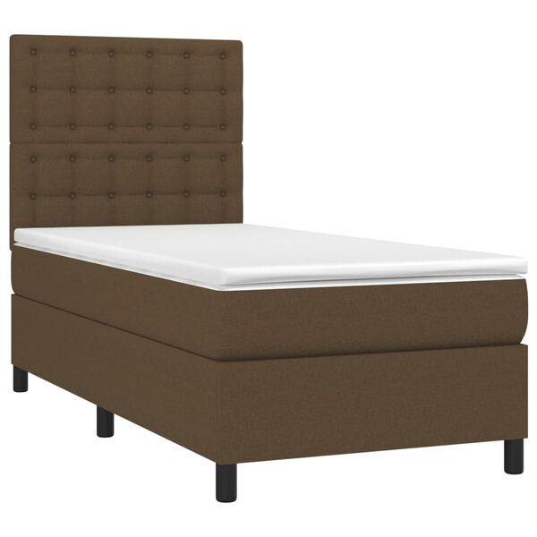 vidaXL Boxspringbett mit Matratze & LED Dunkelbraun 100x200 cm Stoff