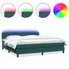 vidaXL Boxspringbett mit Matratze & LED Dunkelgr&uuml;n 180x220 cm Samt