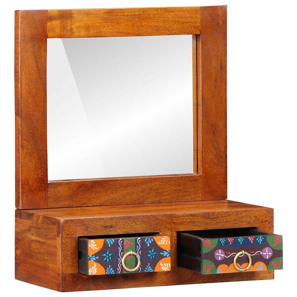 vidaXL Wandschrank mit Spiegel Braun 40 x 20 x 50 cm Massivholz Akazie