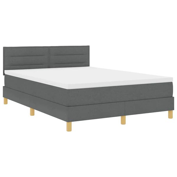 vidaXL Boxspringbett mit Matratze Dunkelgrau 140 x 200 cm Stoff