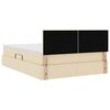 vidaXL Bett mit Stauraum und LED mit Matratze Creme 140 x 190 cm Stoff