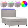vidaXL Boxspringbett mit Matratze & LED Hellgrau 140x200 cm Stoff