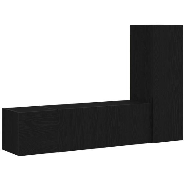 vidaXL TV-Schrankset 3 pcs Schwarz Eichen-Optik 130,5 x 30 x 140 cm