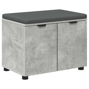 vidaXL Flurbank mit Kissen mit Regal mit T&uuml;r Betongrau 60 x 38 x 46 cm