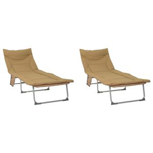 vidaXL Klappbare Sonnenliege mit Kissen 2 stk. Beige