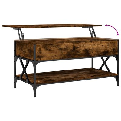 vidaXL Couchtisch Räuchereiche 100x50x50 cm Holzwerkstoff und Metall