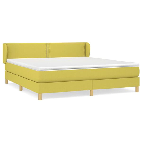 vidaXL Boxspringbett mit Matratze Gr&uuml;n 180x200 cm Stoff
