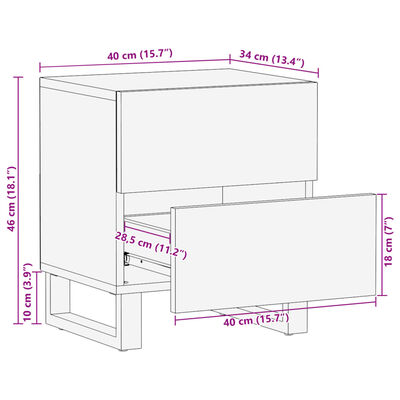 vidaXL Nachttische 2 Stk. 40x34x46 cm Massivholz Akazie