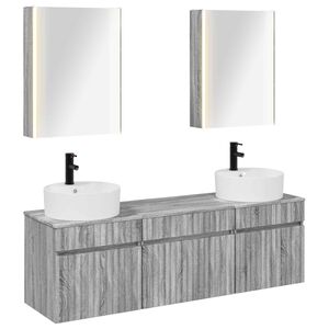 vidaXL Badezimmerschrank-Set 5 stk. Grau Sonoma Holzwerkstoff